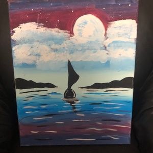 Hand painted acrylic sailboat painting